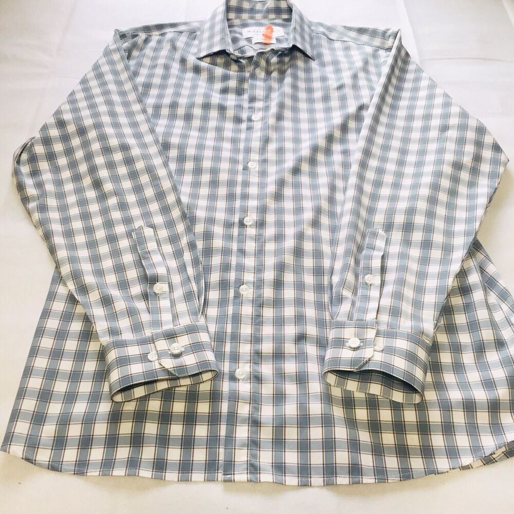 Mizzen And Main LS Button Up Shirt Trim Fit Plaid USA Made XXL Men